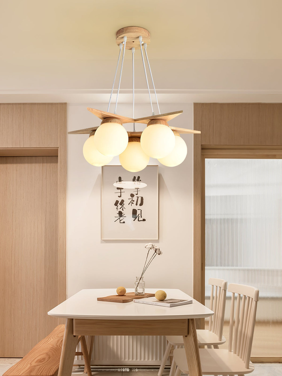 Zothaus Lustre Bois Verre Étoile Art Nordique Premium - Neutralighting