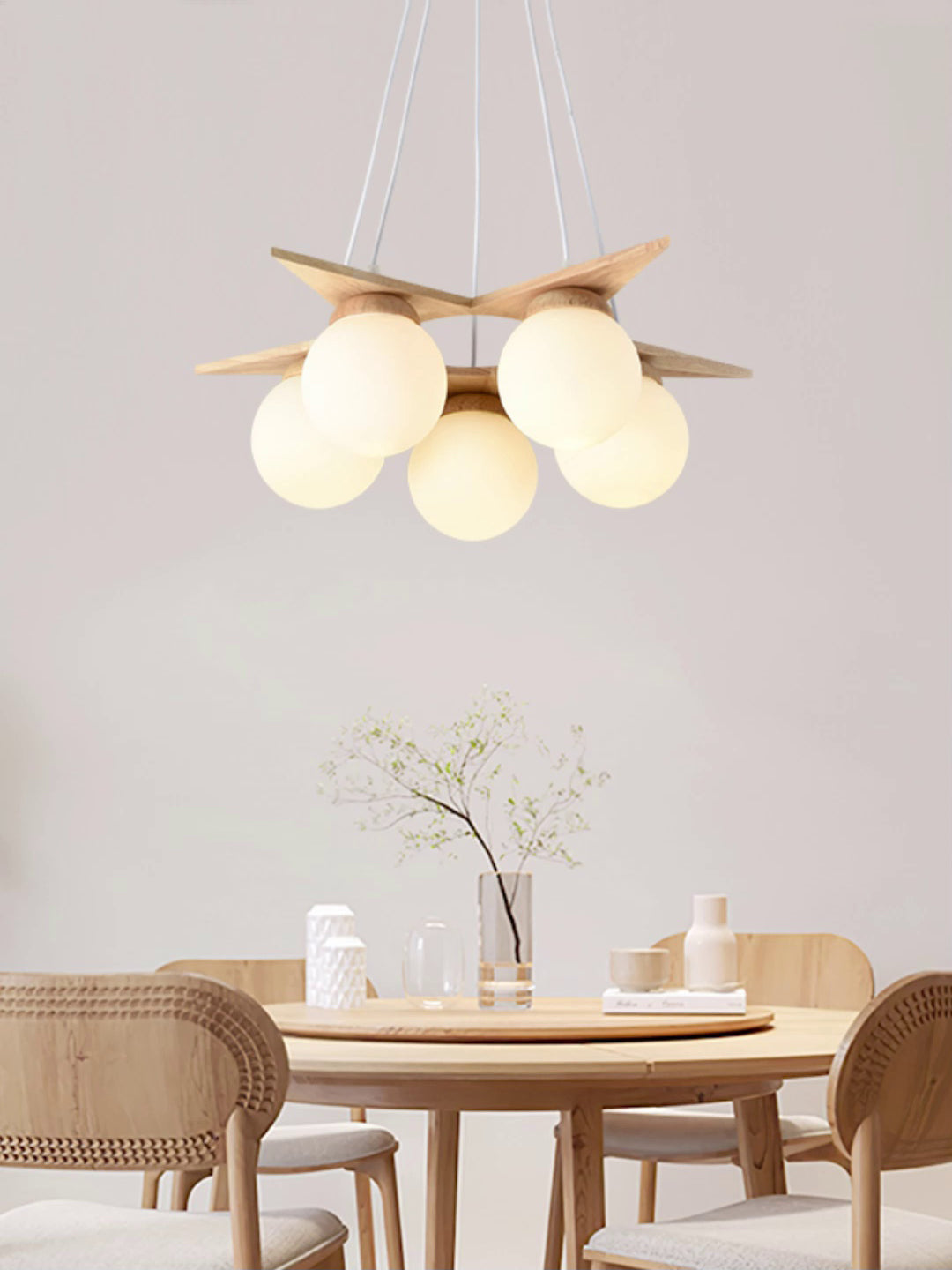 Zothaus Lustre Bois Verre Étoile Art Nordique Premium - Neutralighting