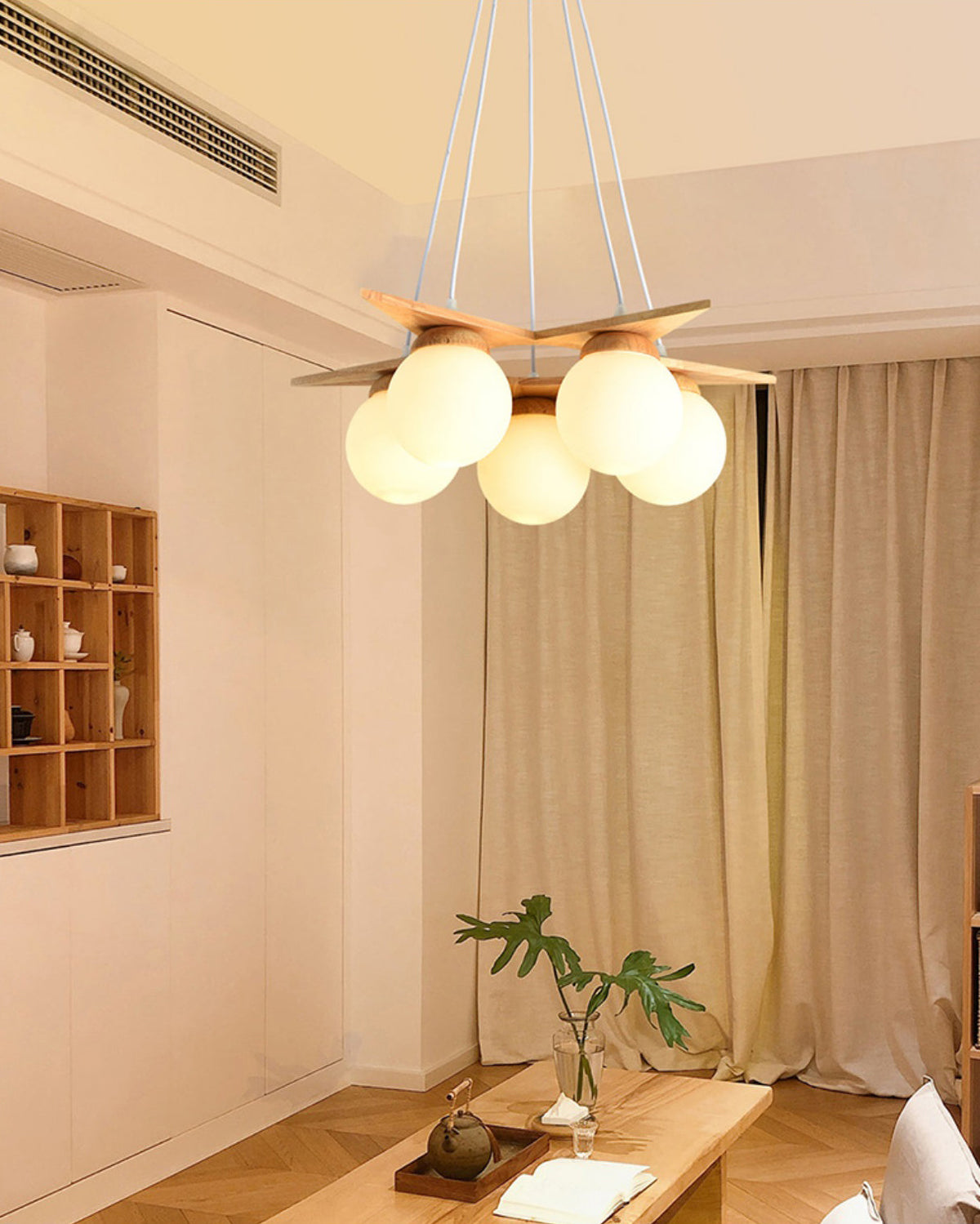 Zothaus Lustre Bois Verre Étoile Art Nordique Premium - Neutralighting