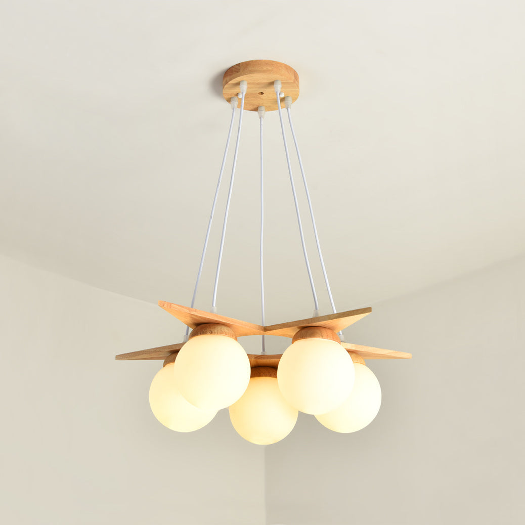 Zothaus Lustre Bois Verre Étoile Art Nordique Premium - Neutralighting