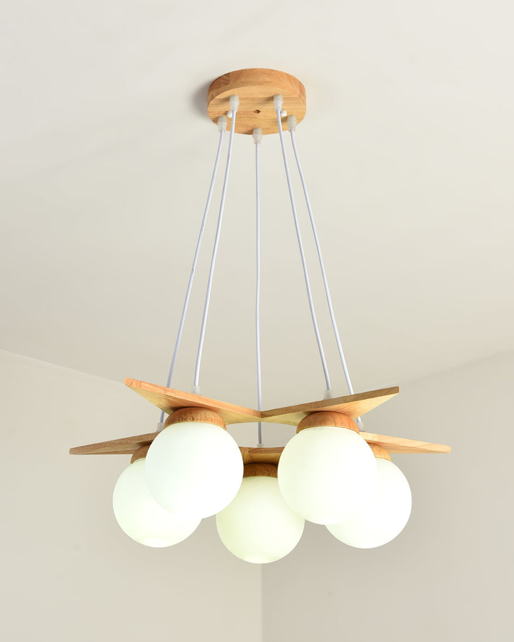 Zothaus Lustre Bois Verre Étoile Art Nordique Premium - Neutralighting