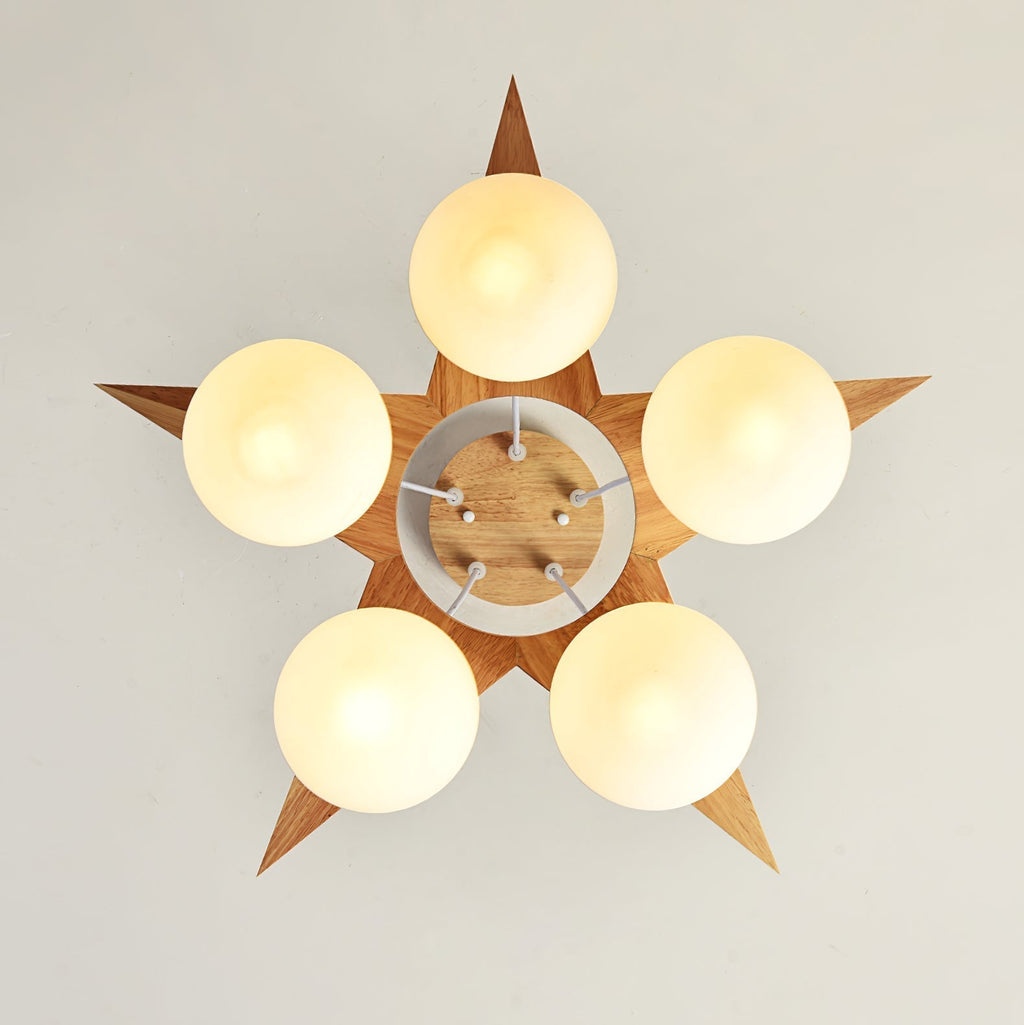 Zothaus Lustre Bois Verre Étoile Art Nordique Premium - Neutralighting