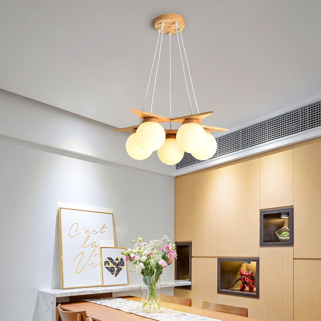 Zothaus Lustre Bois Verre Étoile Art Nordique Premium - Neutralighting