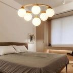 Valentina LED Suspension Bois Verre Blanc Salon/Chambre À Coucher - Neutralighting