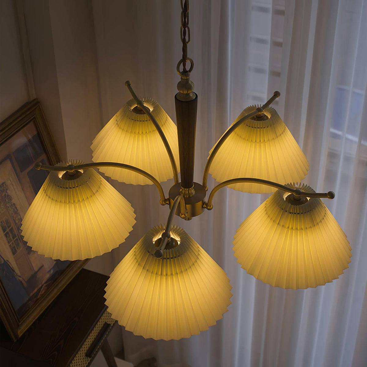Lustra Chandelier en Laiton Abat-jour Plissé Classique - Neutralighting