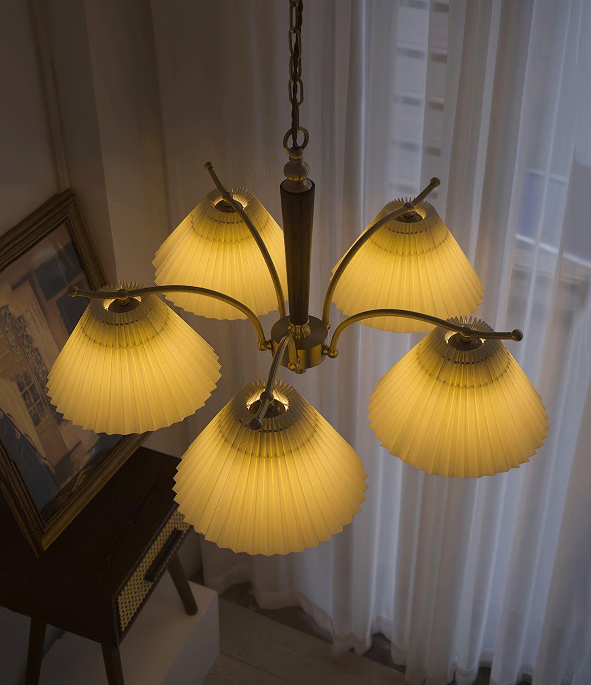 Lustra Chandelier en Laiton Abat-jour Plissé Classique - Neutralighting