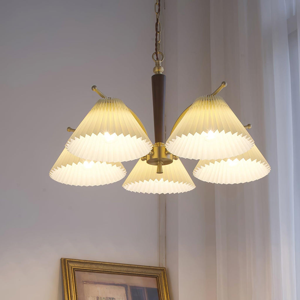 Lustra Chandelier en Laiton Abat-jour Plissé Classique - Neutralighting