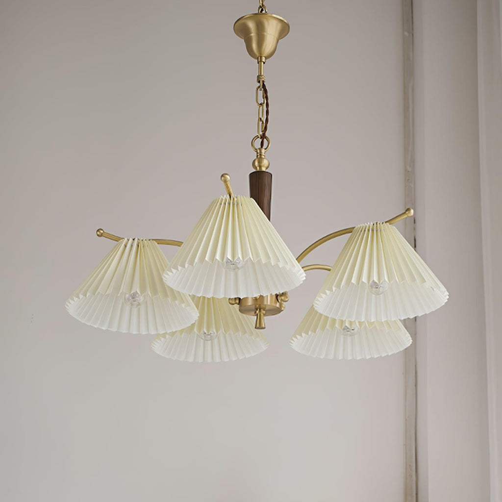 Lustra Chandelier en Laiton Abat-jour Plissé Classique - Neutralighting