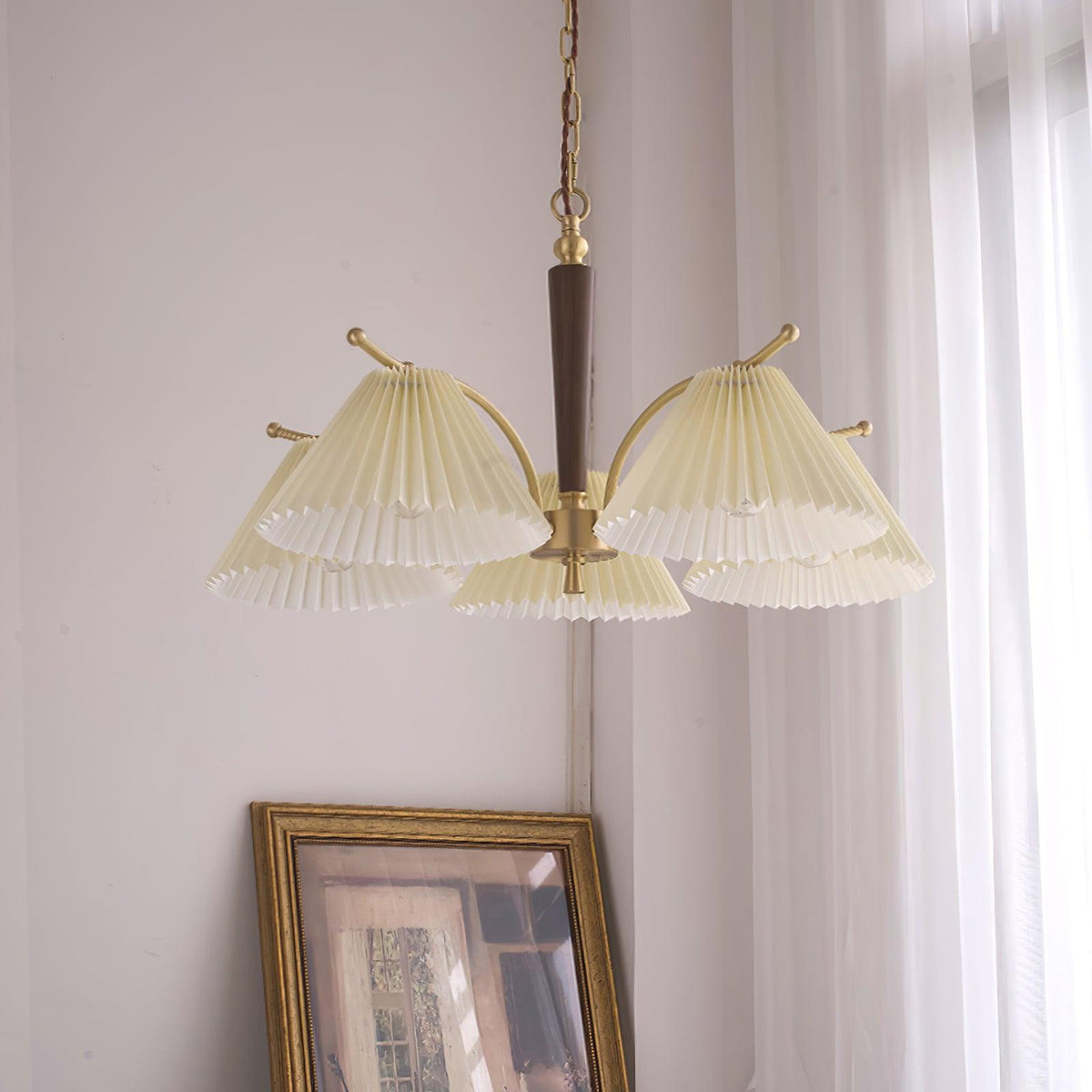 Lustra Chandelier en Laiton Abat-jour Plissé Classique - Neutralighting