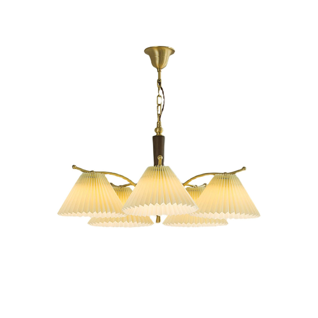Lustra Chandelier en Laiton Abat-jour Plissé Classique - Neutralighting