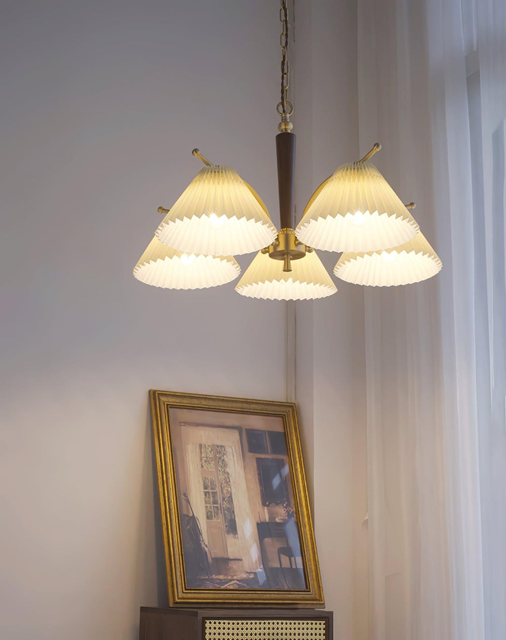 Lustra Chandelier en Laiton Abat-jour Plissé Classique - Neutralighting