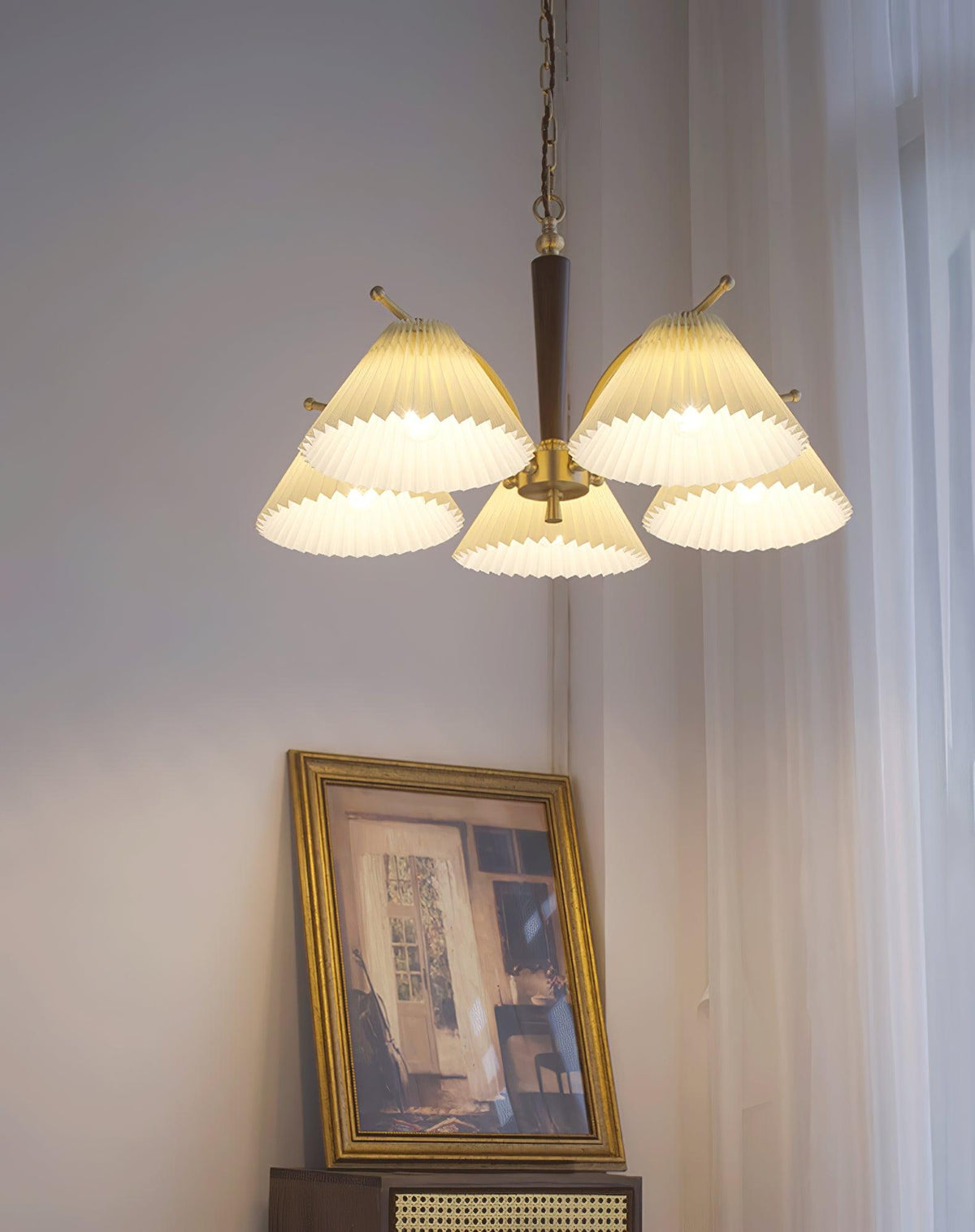 Lustra Chandelier en Laiton Abat-jour Plissé Classique - Neutralighting