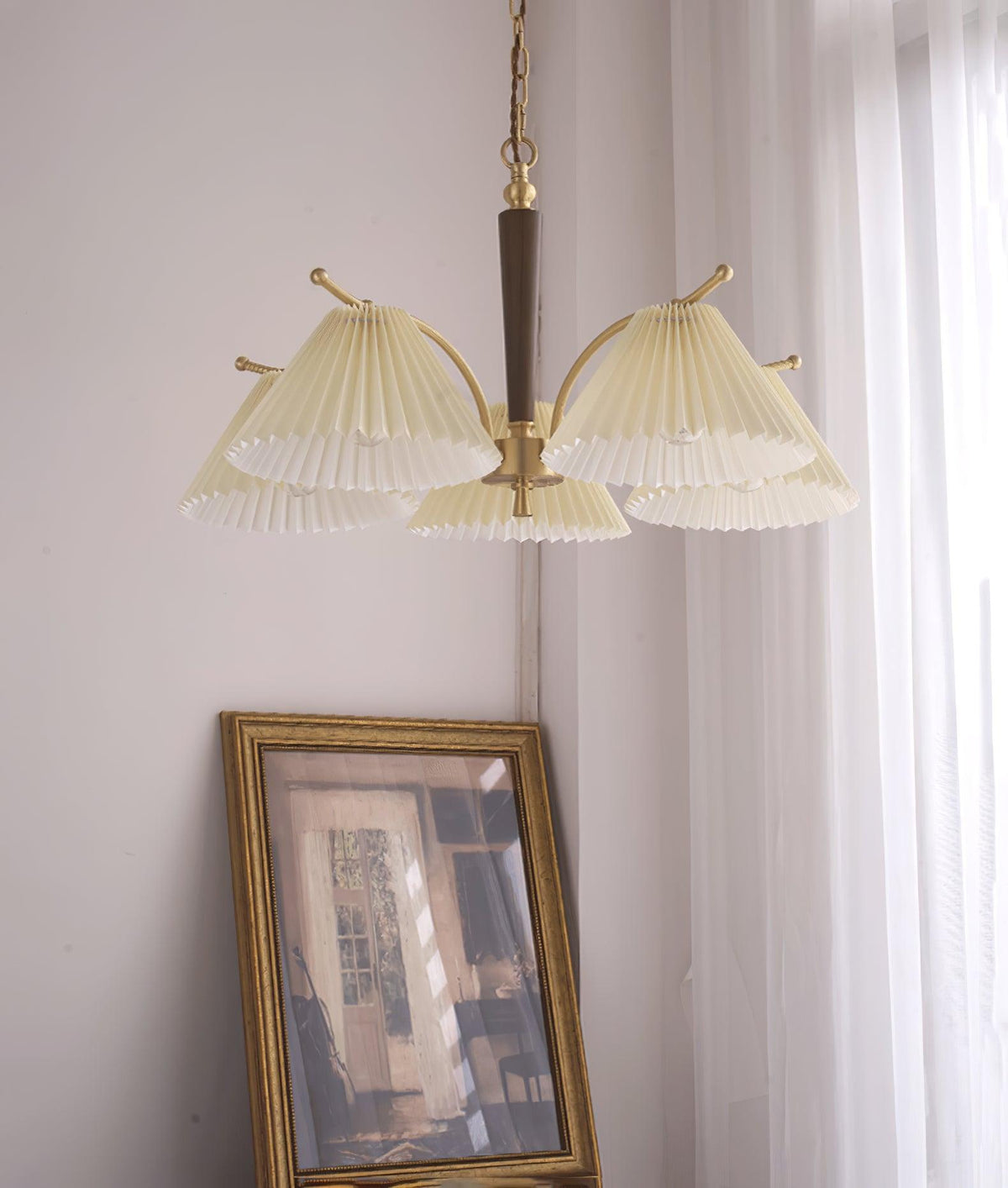 Lustra Chandelier en Laiton Abat-jour Plissé Classique - Neutralighting