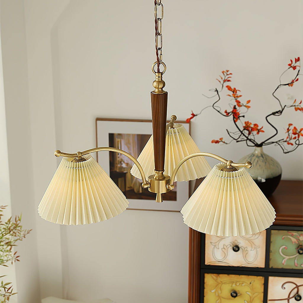 Lustra Chandelier en Laiton Abat-jour Plissé Classique - Neutralighting