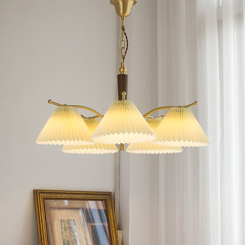 Lustra Chandelier en Laiton Abat-jour Plissé Classique - Neutralighting