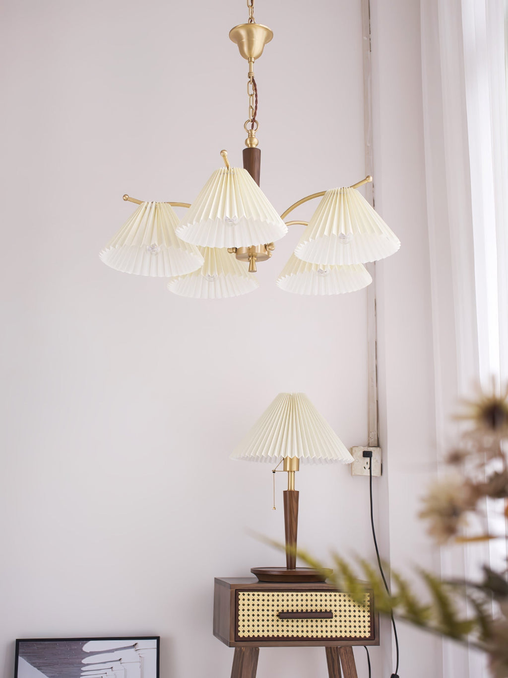Lustra Chandelier en Laiton Abat-jour Plissé Classique - Neutralighting