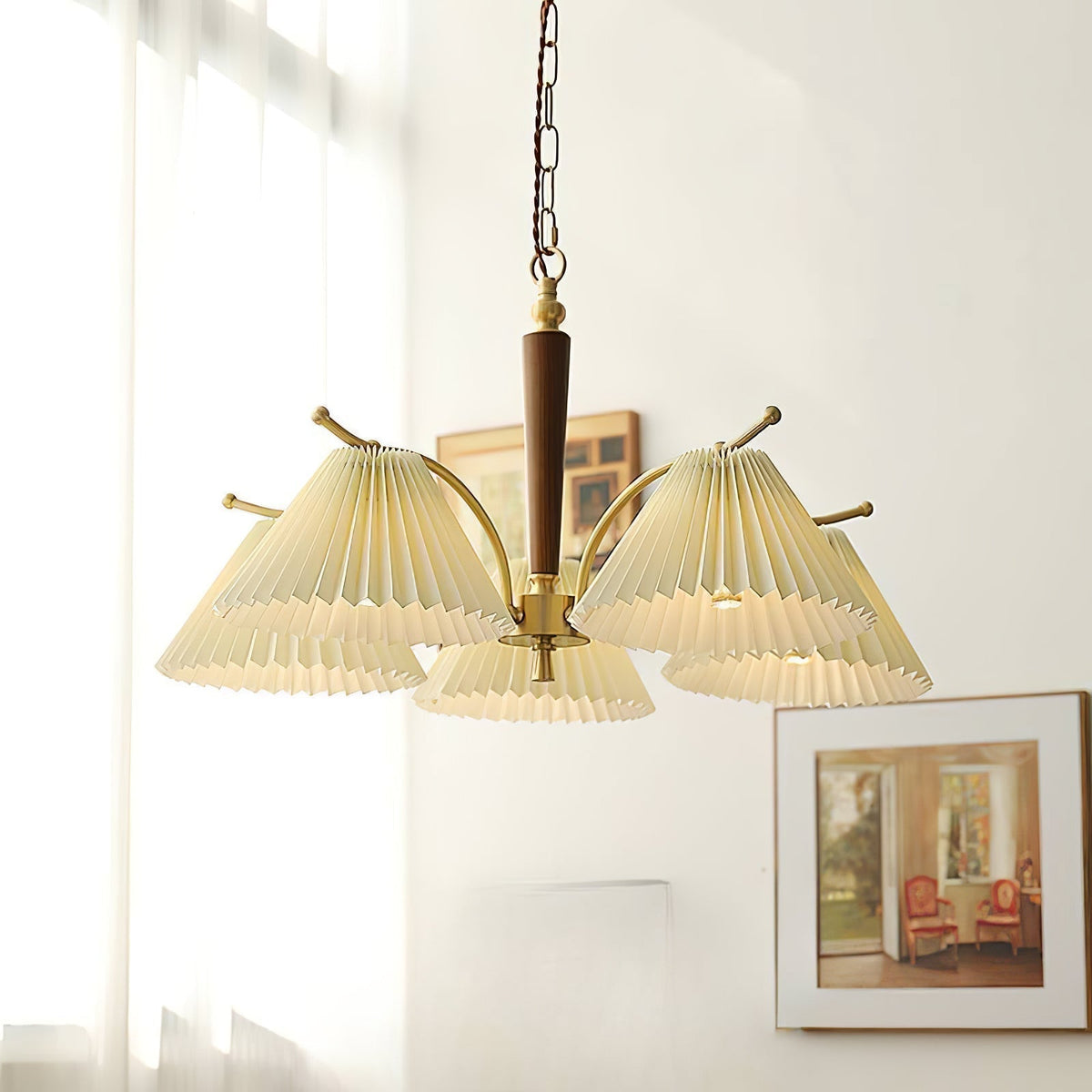 Lustra Chandelier en Laiton Abat-jour Plissé Classique - Neutralighting