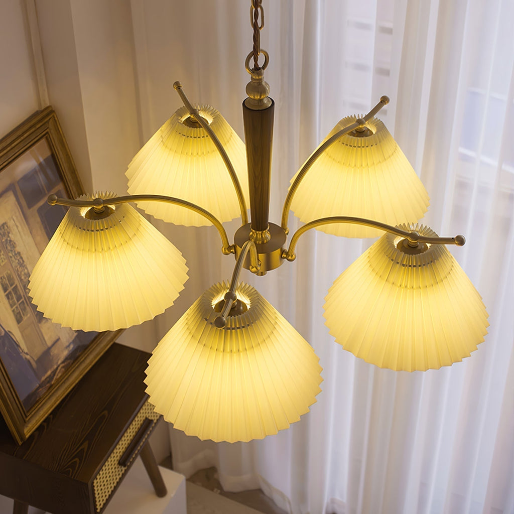Lustra Chandelier en Laiton Abat-jour Plissé Classique - Neutralighting