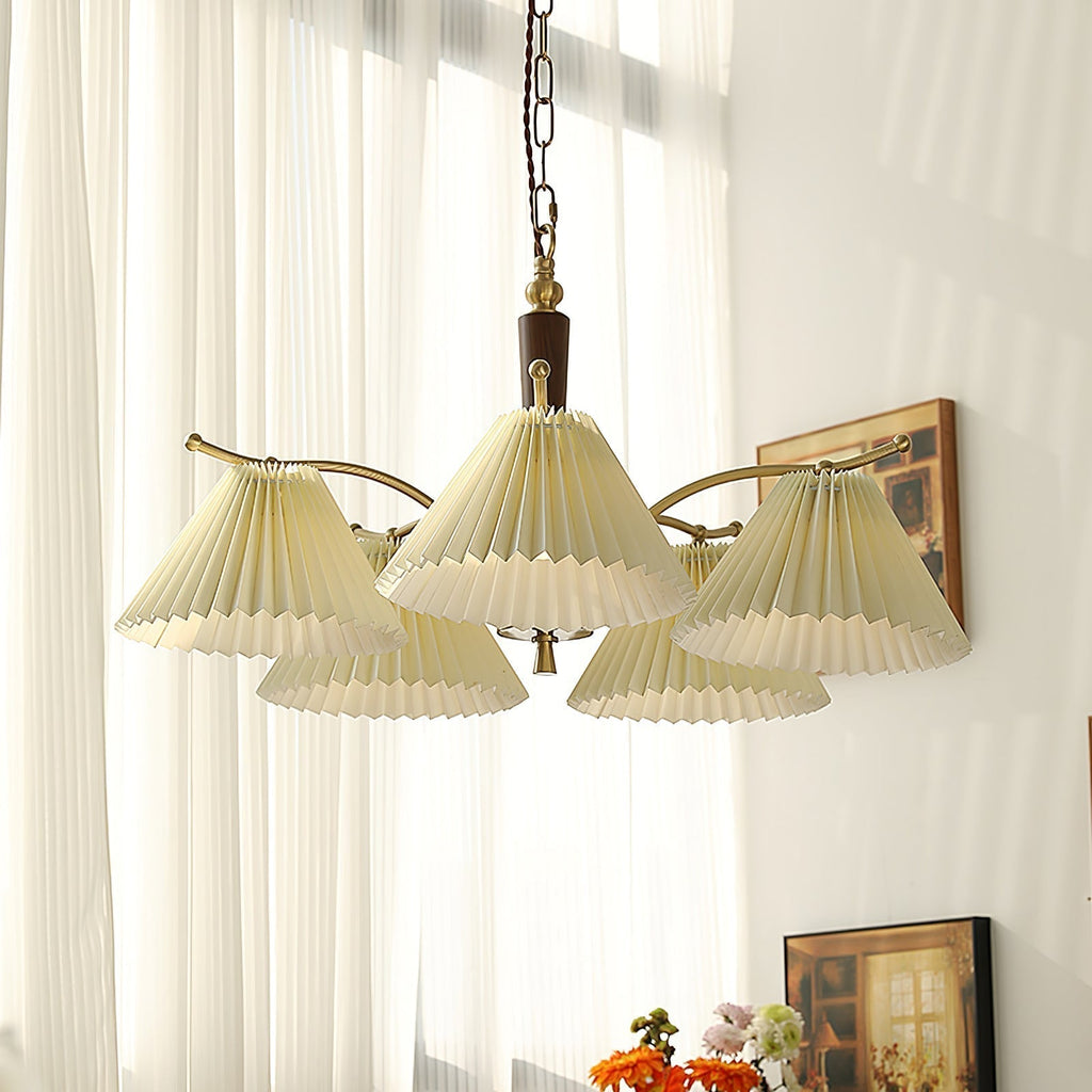 Lustra Chandelier en Laiton Abat-jour Plissé Classique - Neutralighting
