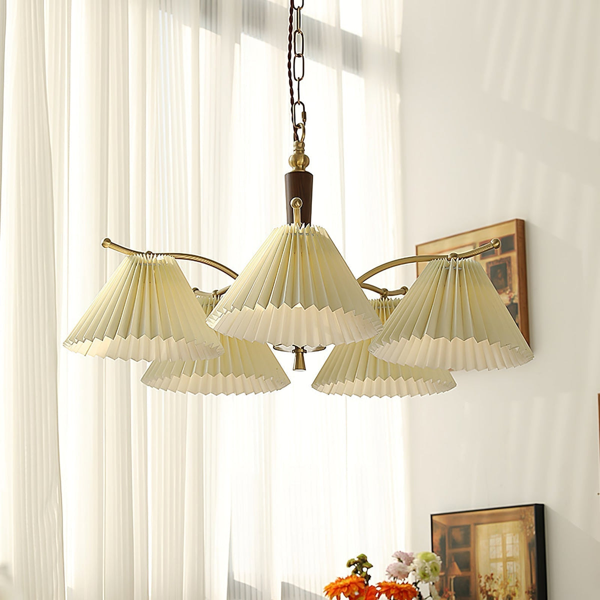 Lustra Chandelier en Laiton Abat-jour Plissé Classique - Neutralighting