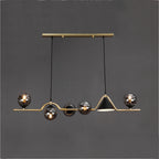 Ray Moderne LED Suspension Noir/Or Verre Salon/Chambre à Coucher - Neutralighting