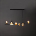 Ray Moderne LED Suspension Noir/Or Verre Salon/Chambre à Coucher - Neutralighting