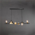 Ray Moderne LED Suspension Noir/Or Verre Salon/Chambre à Coucher - Neutralighting