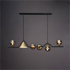 Ray Moderne LED Suspension Noir/Or Verre Salon/Chambre à Coucher - Neutralighting