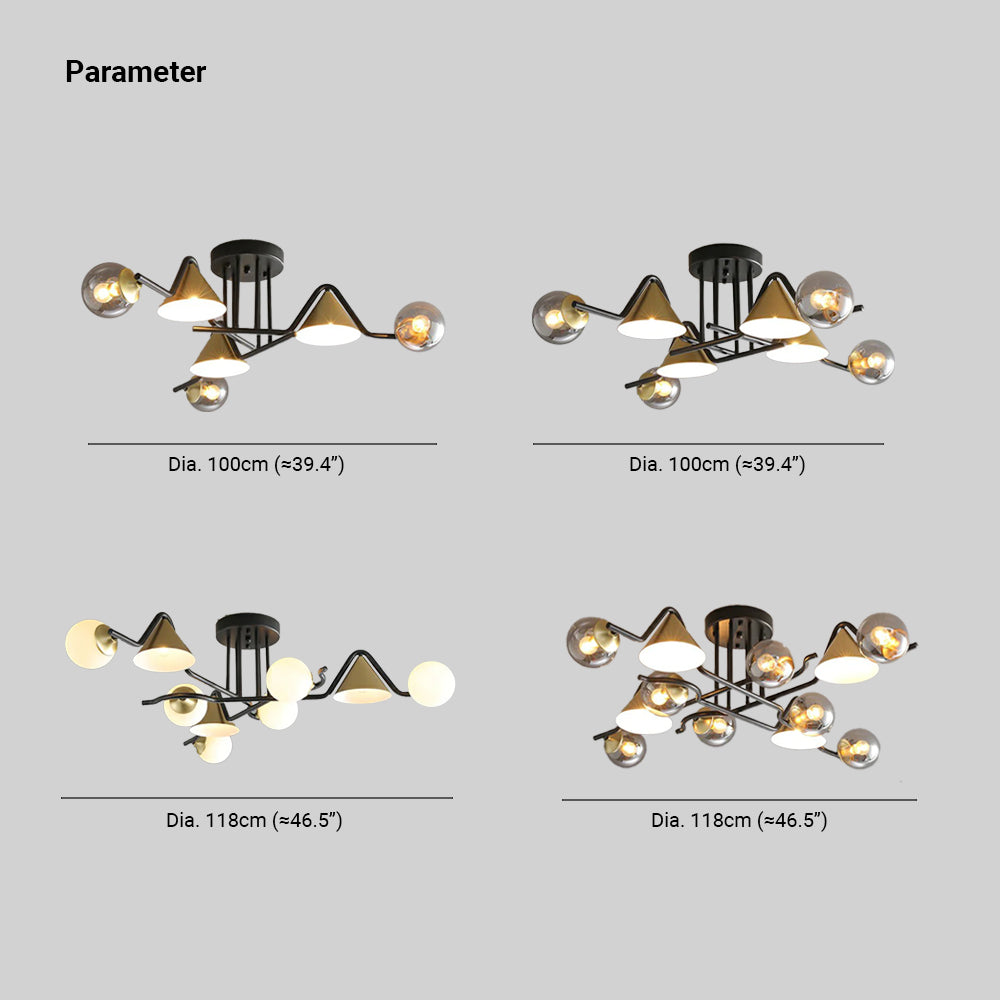 Arisha Design LED Plafonnier Métal/Verre Salon/Chambre à Coucher - Neutralighting