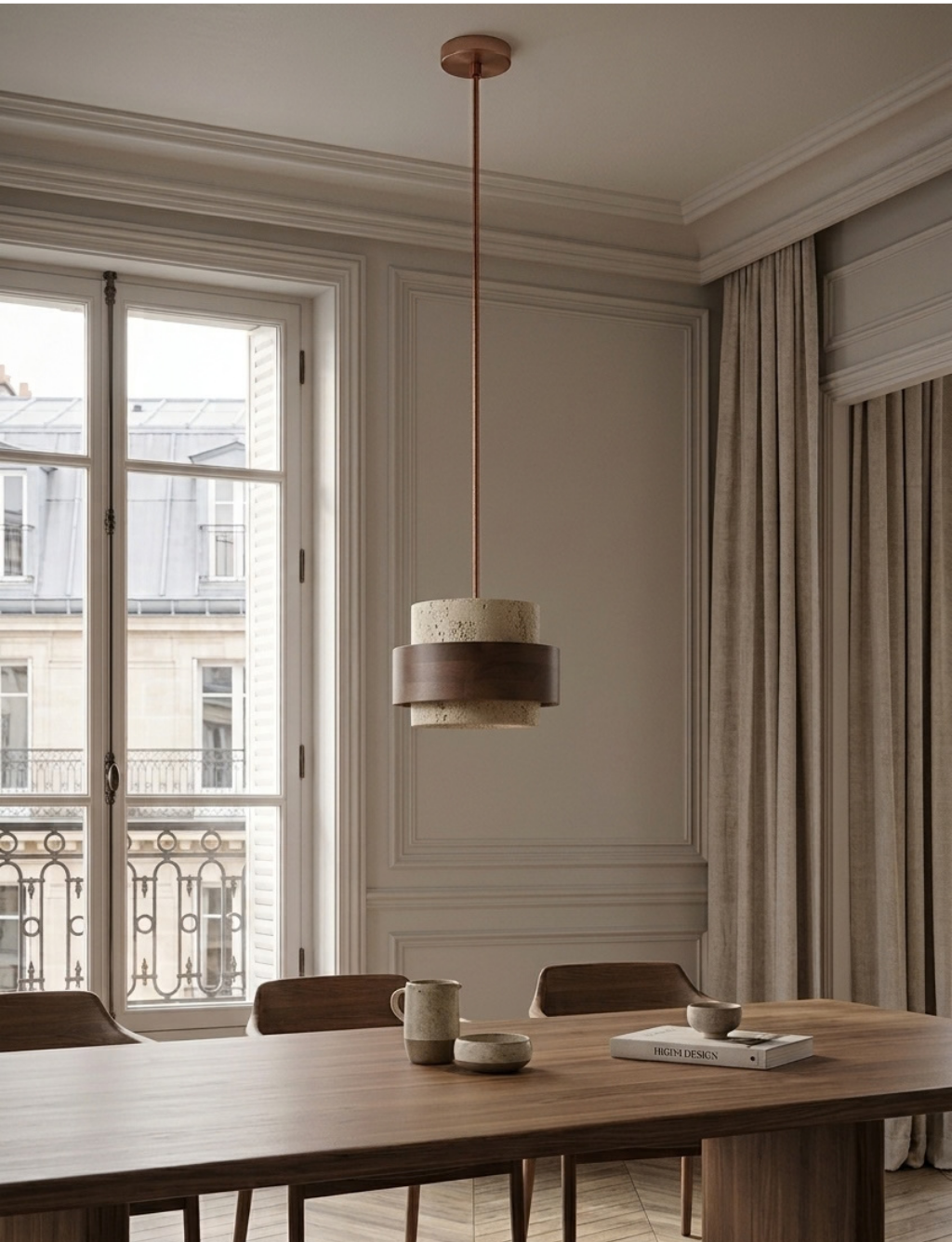 Suspension Travertin Isaline pour Salon - Matière Naturelle & Esprit Serein