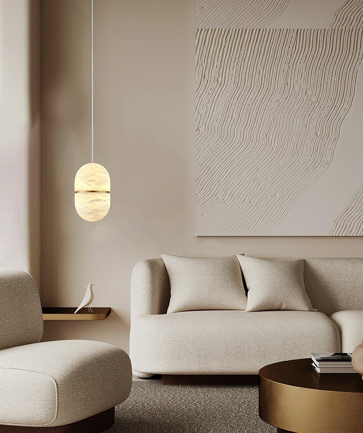 Strata Albâtre Pendentif Lumière Capsule-Forme - Neutralighting