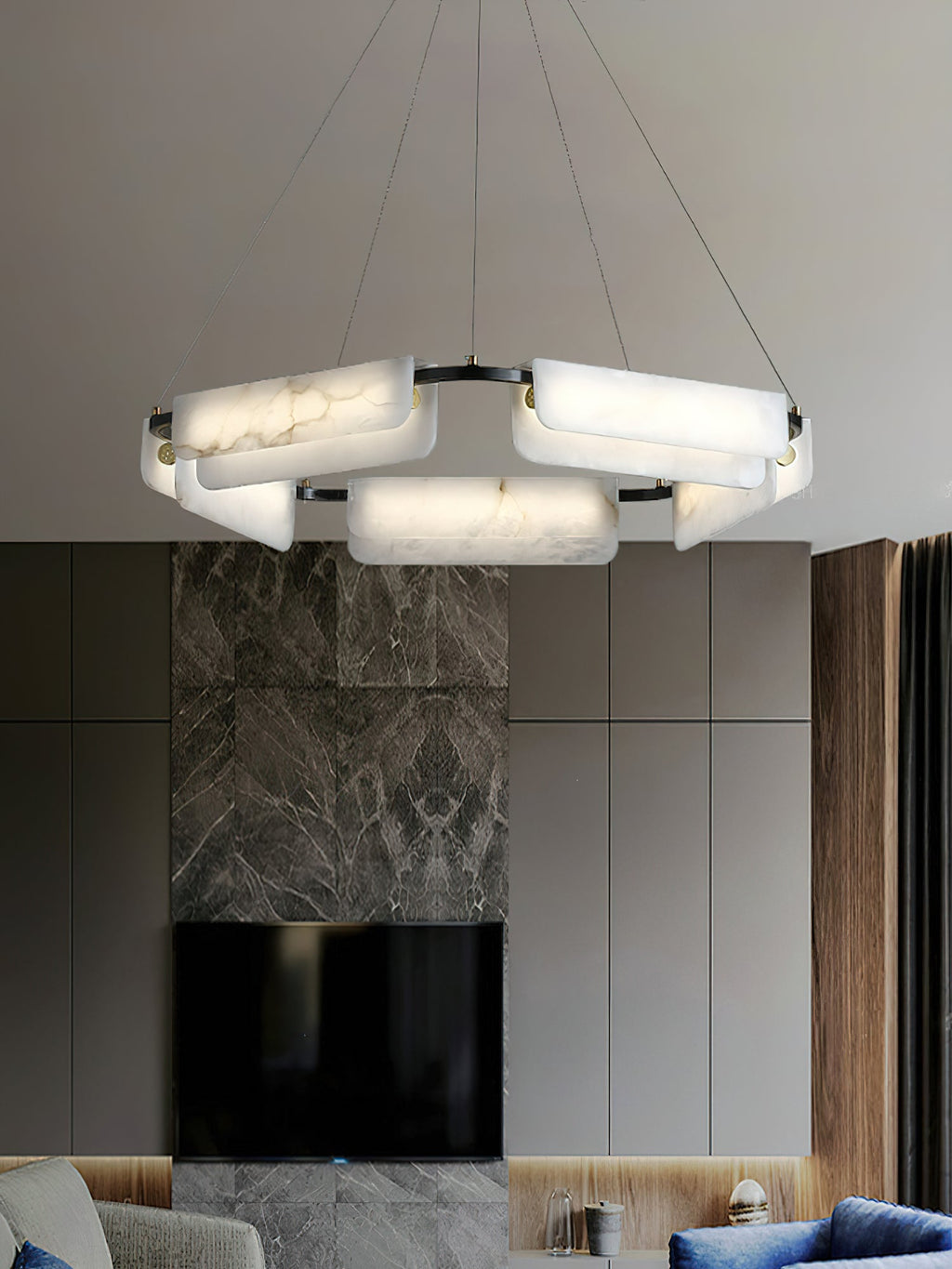 Syphaen Lustre Métal Albâtre Luxe Postmoderne - Neutralighting