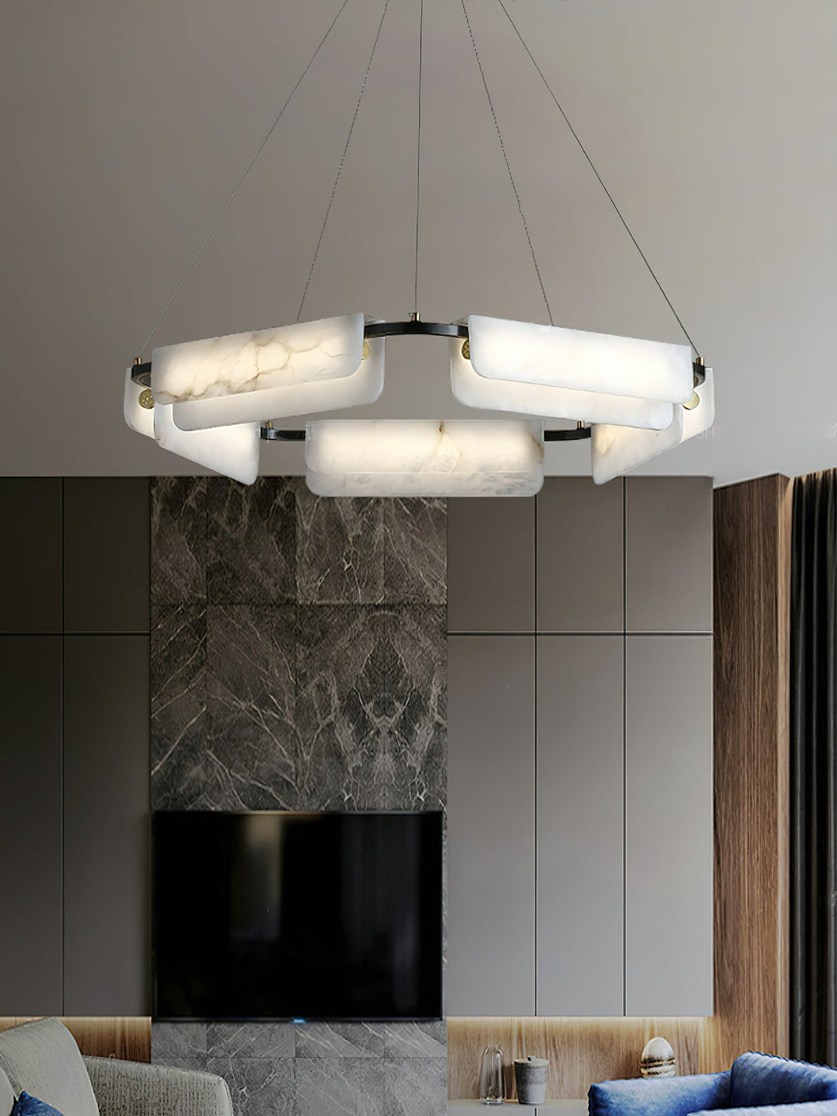 Syphaen Lustre Métal Albâtre Luxe Postmoderne - Neutralighting
