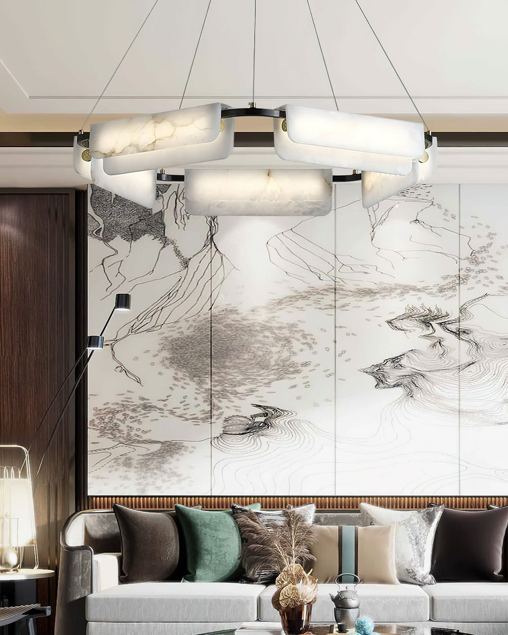 Syphaen Lustre Métal Albâtre Luxe Postmoderne - Neutralighting