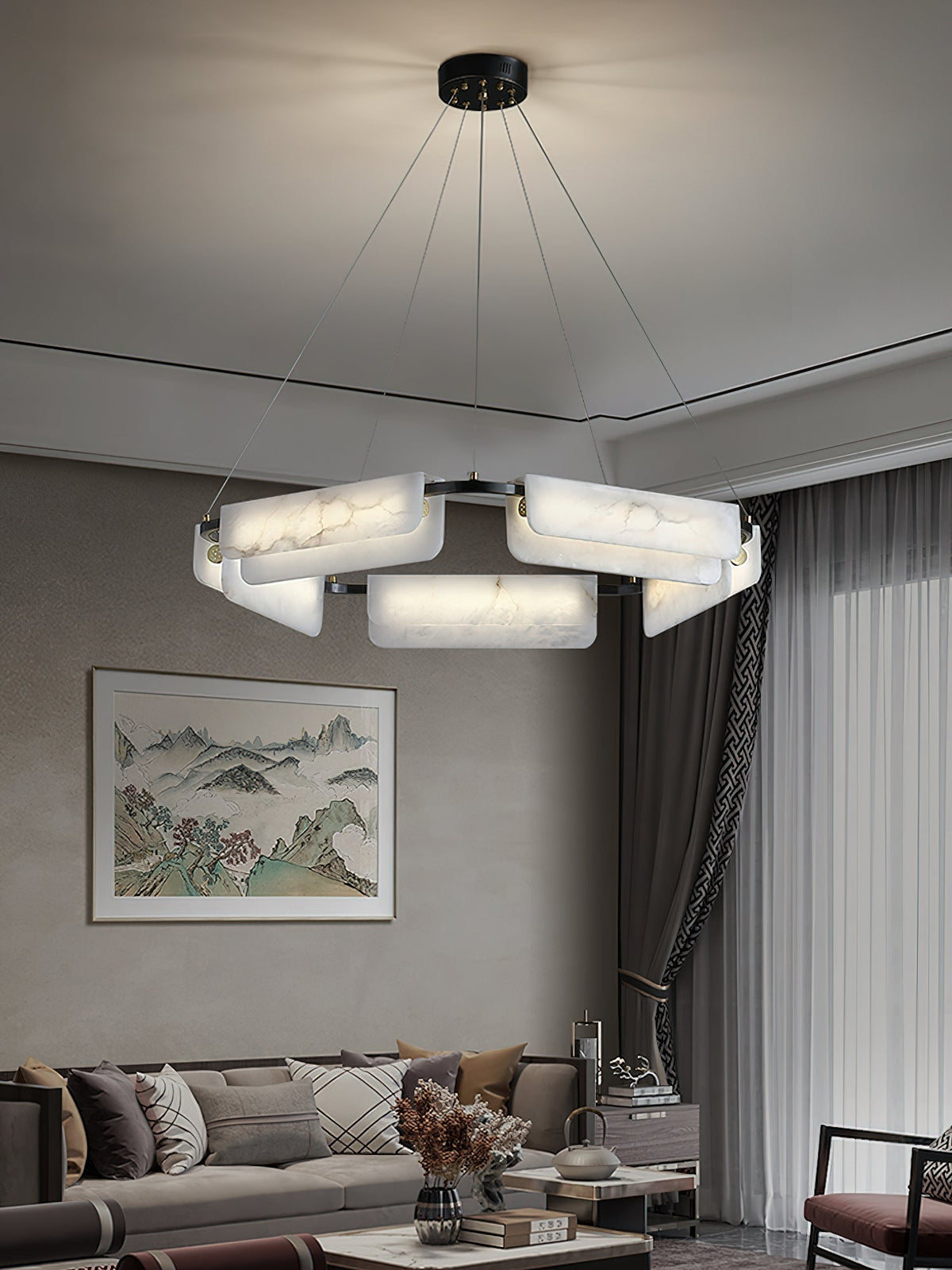 Syphaen Lustre Métal Albâtre Luxe Postmoderne - Neutralighting
