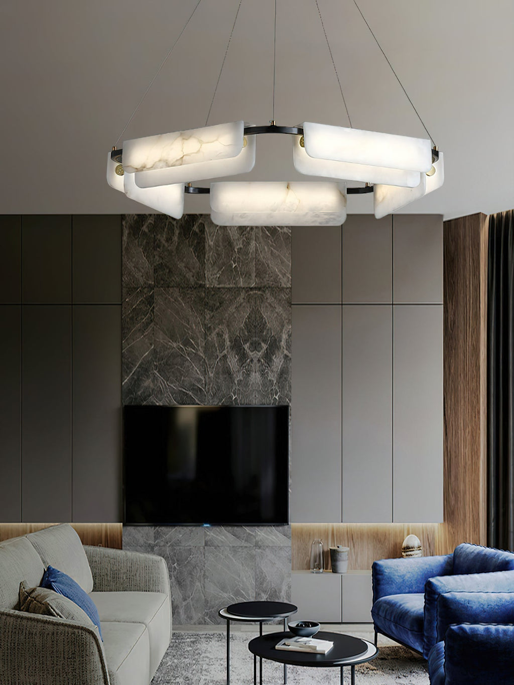 Syphaen Lustre Métal Albâtre Luxe Postmoderne - Neutralighting