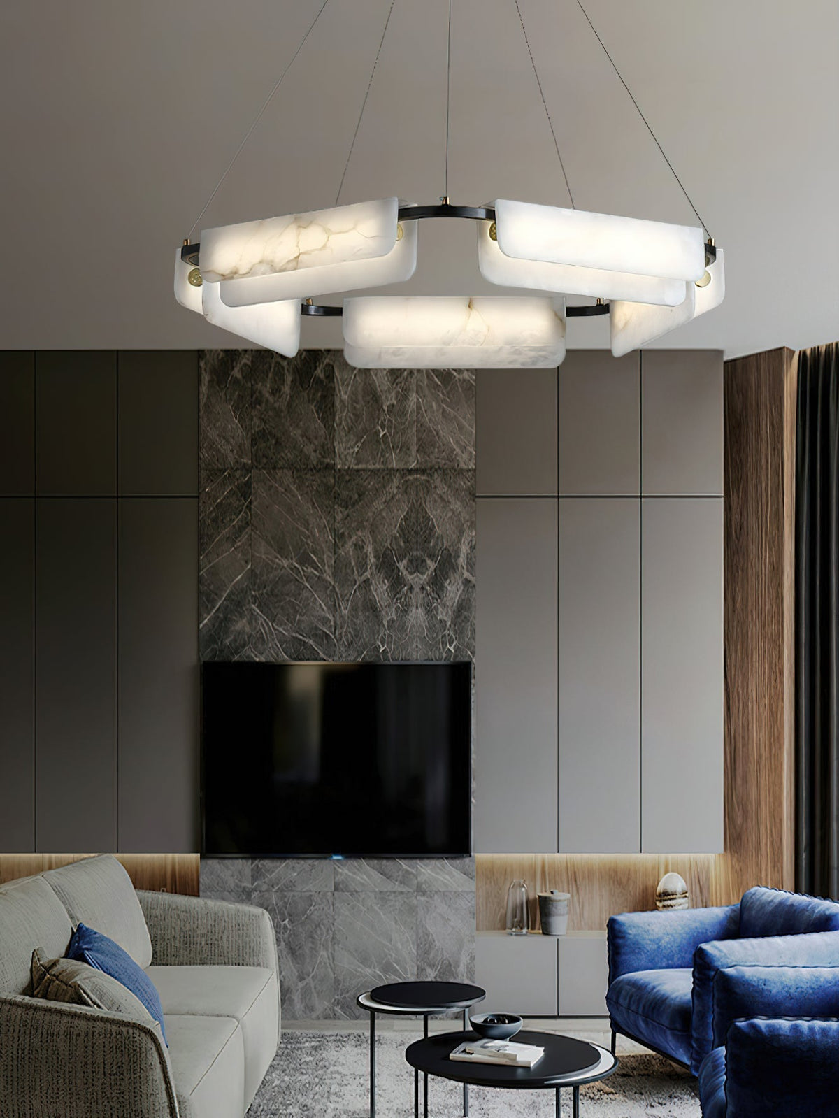 Syphaen Lustre Métal Albâtre Luxe Postmoderne - Neutralighting