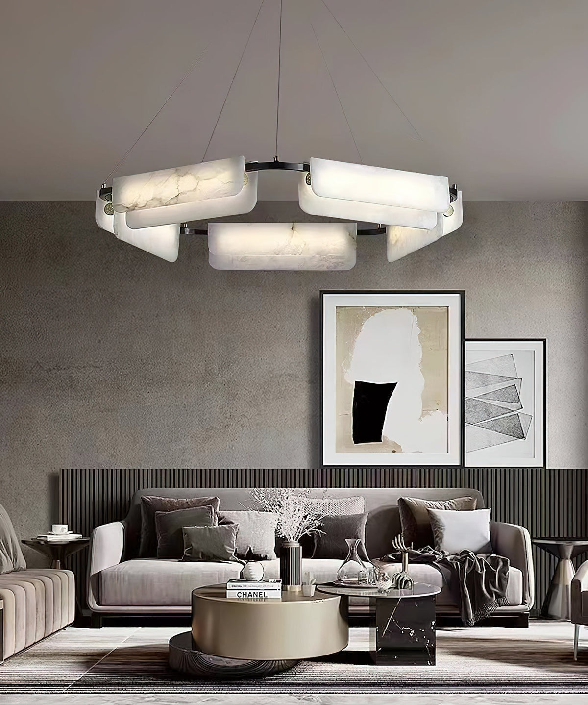 Syphaen Lustre Métal Albâtre Luxe Postmoderne - Neutralighting