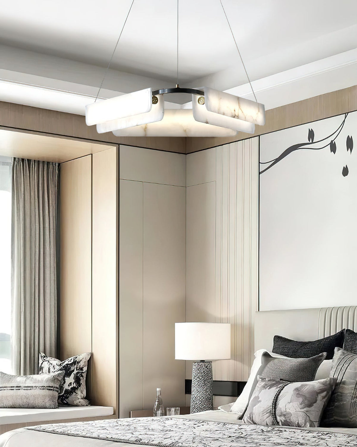 Syphaen Lustre Métal Albâtre Luxe Postmoderne - Neutralighting