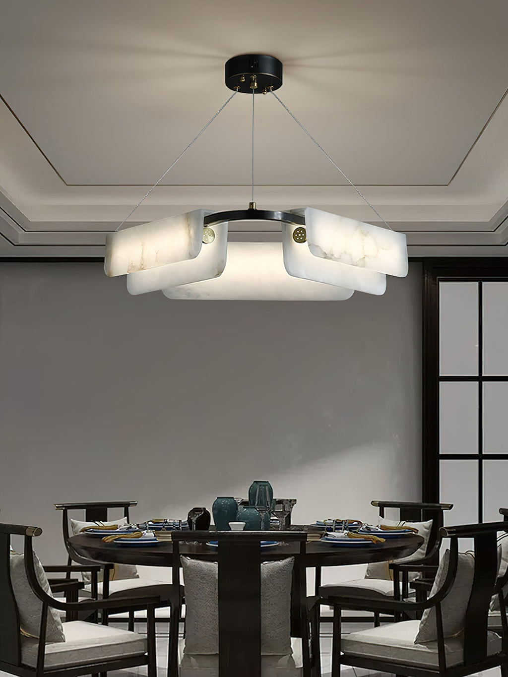 Syphaen Lustre Métal Albâtre Luxe Postmoderne - Neutralighting