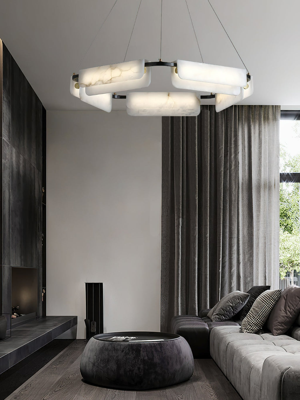 Syphaen Lustre Métal Albâtre Luxe Postmoderne - Neutralighting