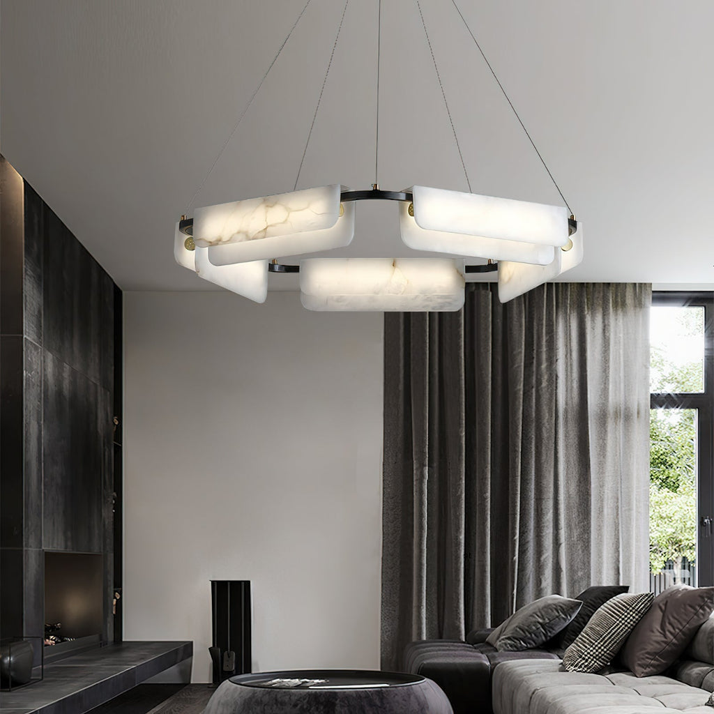 Syphaen Lustre Métal Albâtre Luxe Postmoderne - Neutralighting