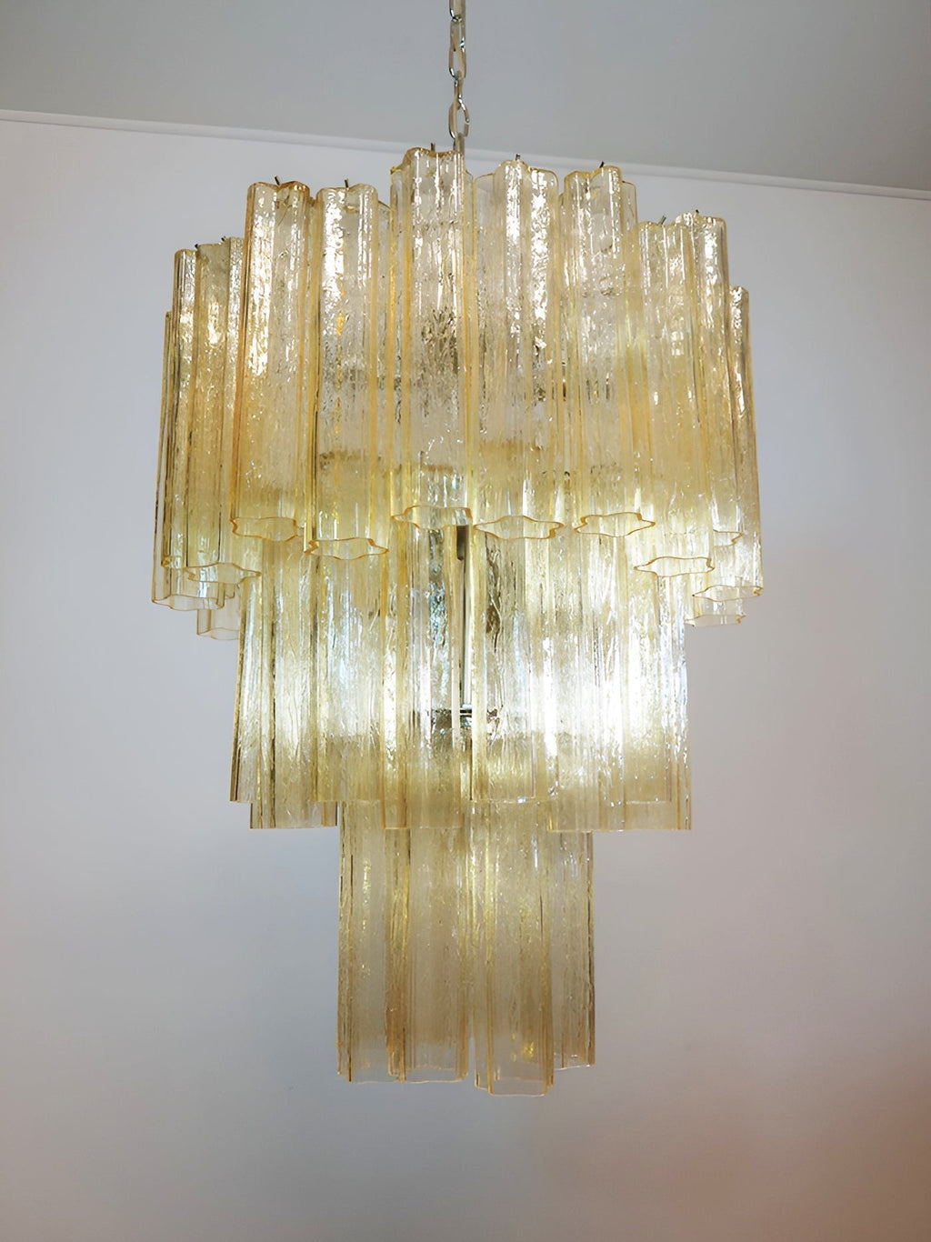 Aurora Lustre Jaune Verre Tube Étagé Chaud - Neutralighting