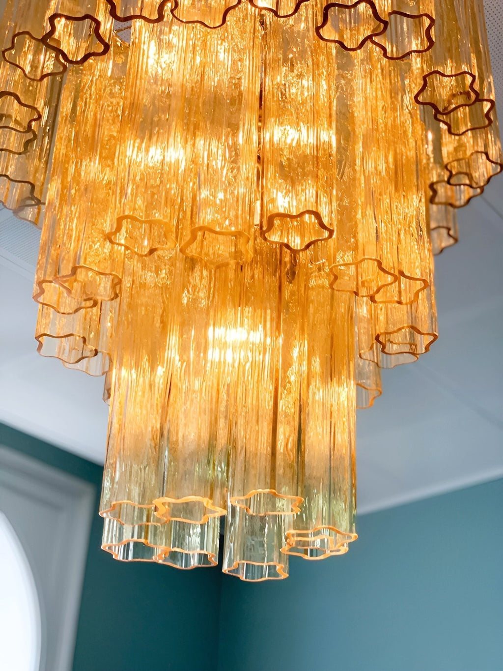 Aurora Lustre Jaune Verre Tube Étagé Chaud - Neutralighting
