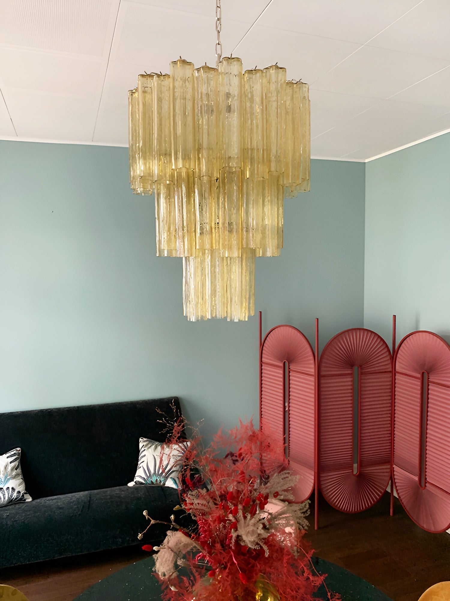 Aurora Lustre Jaune Verre Tube Étagé Chaud - Neutralighting
