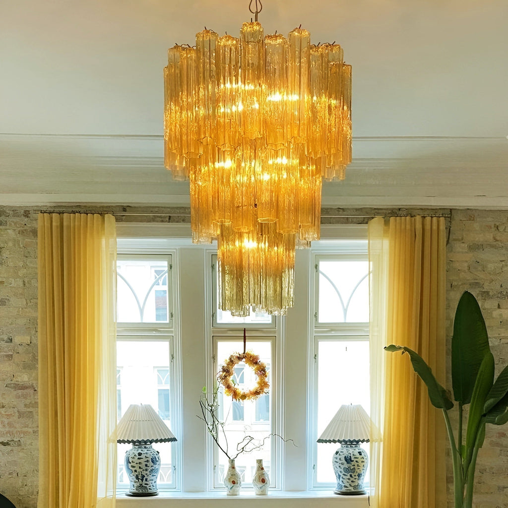 Aurora Lustre Jaune Verre Tube Étagé Chaud - Neutralighting