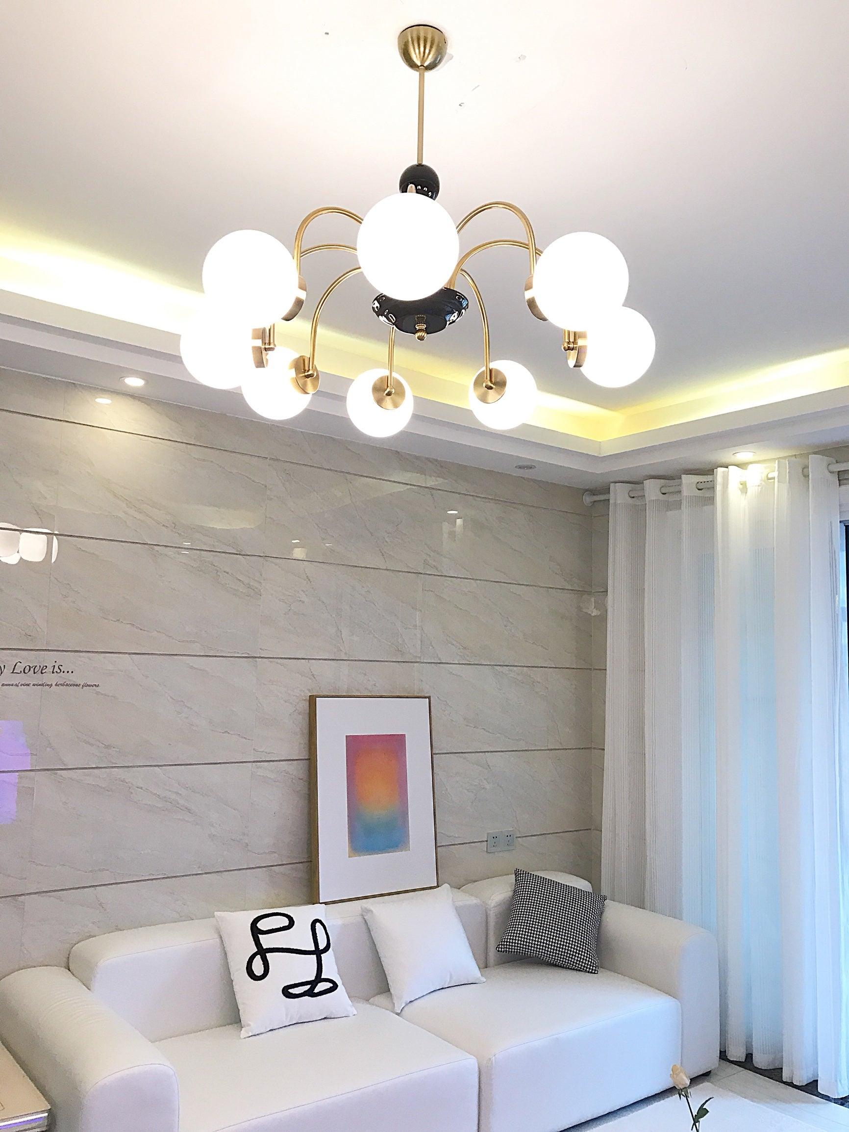 Lustra Chandelier Cadre en Tige et Blanc - Neutralighting