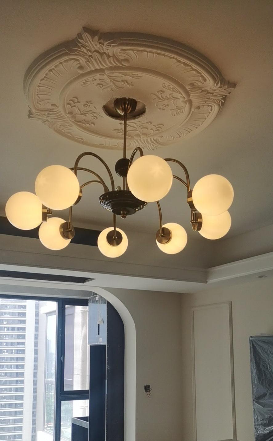 Lustra Chandelier Cadre en Tige et Blanc - Neutralighting