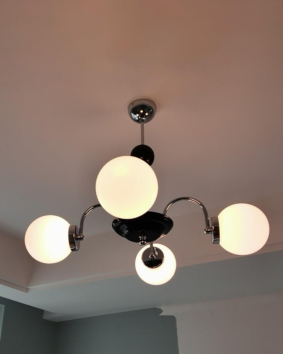 Lustra Chandelier Cadre en Tige et Blanc - Neutralighting