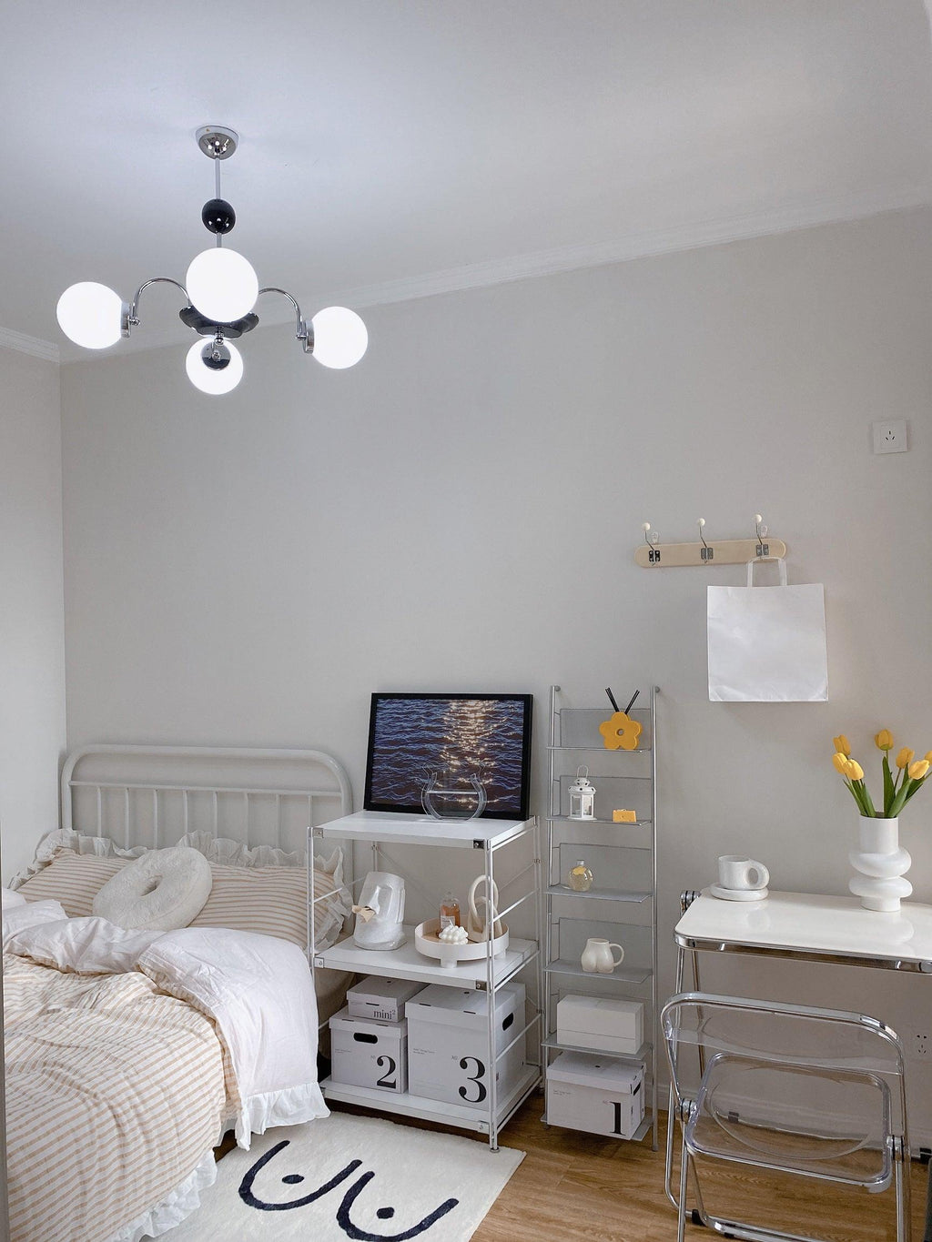 Lustra Chandelier Cadre en Tige et Blanc - Neutralighting